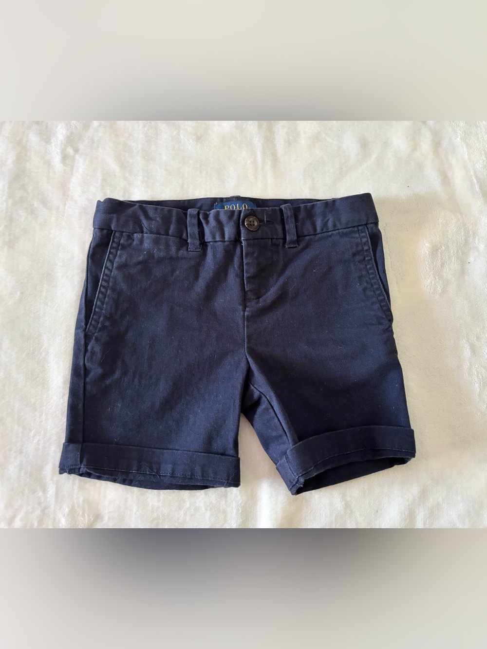 Polo Ralph Lauren Boys Navy Blue Chino Shorts Adjustable Waist Size 5